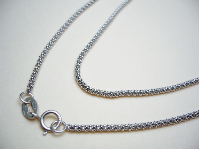 16" 925 Silver 1.6mm Pop Corn Chain w/ Rhodium